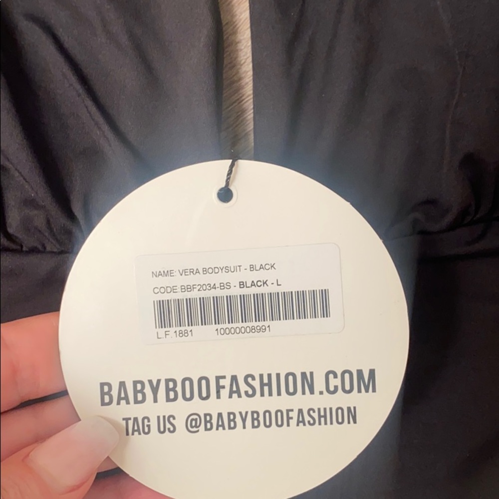 Babyboo black onsie deep v halter sexy top L - Picture 2 of 4